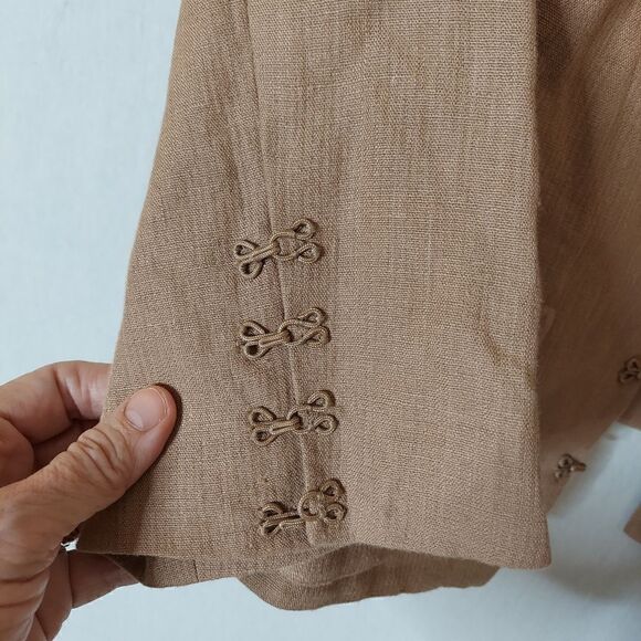 Robert Rodriguez‎ cropped 100% Linen embellished granny core blazer sz 6 - Picture 7 of 12